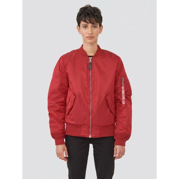 Alpha Industries MA-1 Red Nylon Reversible Bomber Flight Jacket Extra Small New - Picture 1 of 5
